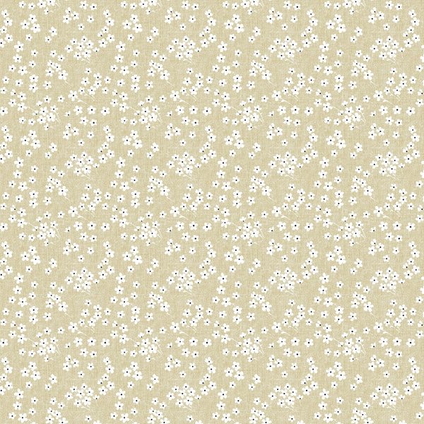 Small Flowers on Natural Vinyl Oilcloth Tablecloth