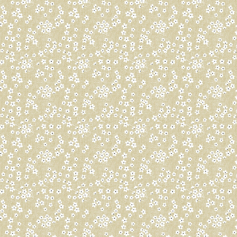 Small Flowers on Natural Vinyl Oilcloth Tablecloth