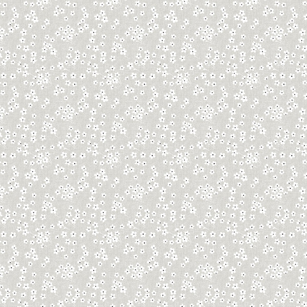 Small Flowers on Grey Vinyl Oilcloth Tablecloth
