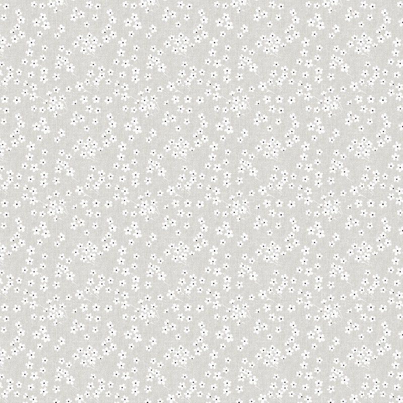 Small Flowers on Grey Vinyl Oilcloth Tablecloth