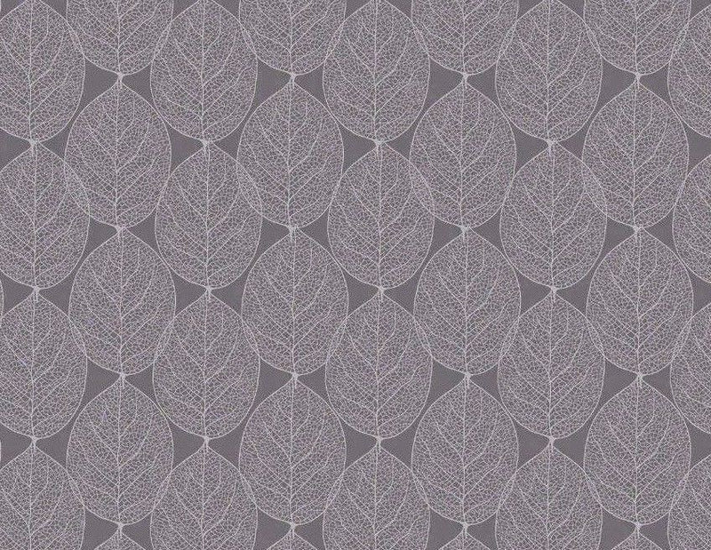 Skeleton Leaf Grey Vinyl Oilcloth Tablecloth