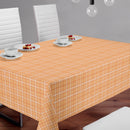 Orange Woven Check Vinyl Oilcloth Tablecloth