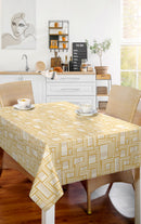 Retro Weave Ochre Vinyl Oilcloth Tablecloth
