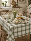 Farmhouse Check Olive Green Vinyl Oilcloth Tablecloth