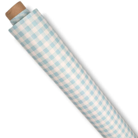 Mineral Blue Small 12mm Gingham Check  Vinyl Oilcloth Tablecloth