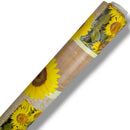 Sunflowers Squares PVC Vinyl Tablecloth 20 Metres Roll