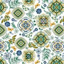 Sophia Tiles Green Vinyl Oilcloth Tablecloth