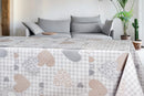 Love Hearts on Grey Gingham Vinyl Oilcloth Tablecloth