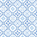 Diamond Blue Ikat Tiles Vinyl Oilcloth Tablecloth