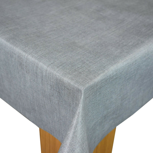 Grey Linen Look PVC Vinyl Wipe Clean Tablecloth  100cm x 110cm Warehouse Clearance