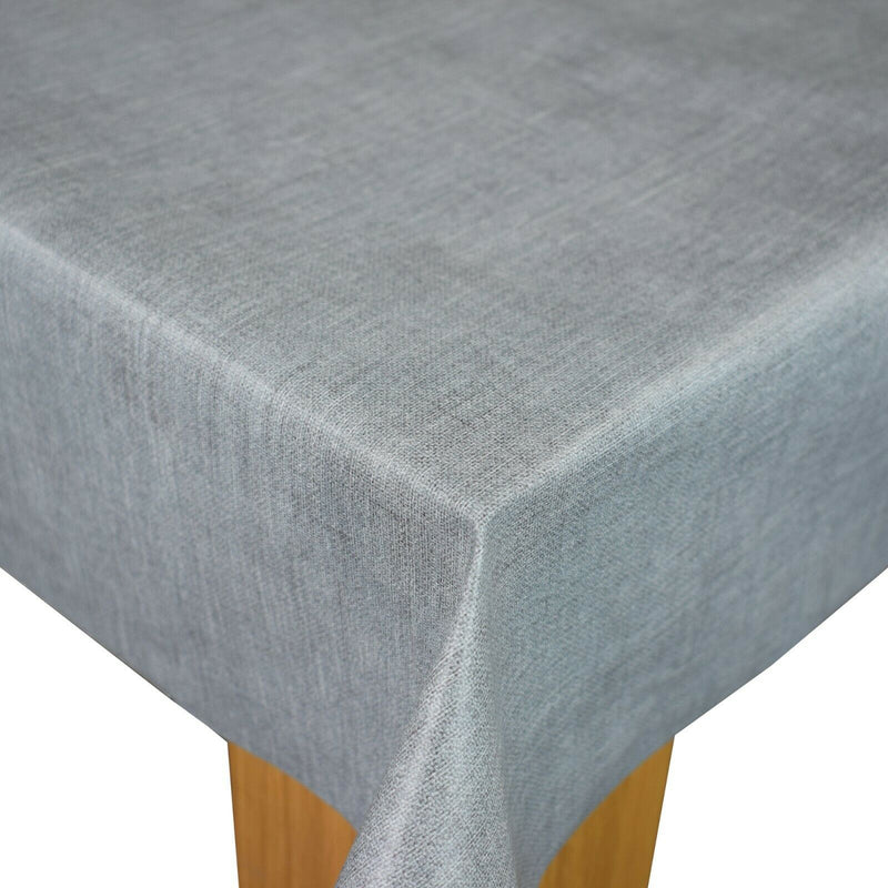 Grey Linen Look PVC Vinyl Wipe Clean Tablecloth  150cm x 140cm Warehouse Clearance