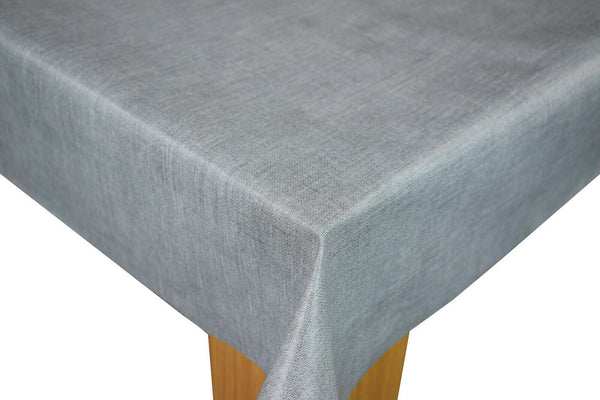 Grey Linen Look  PVC Vinyl Wipe Clean Tablecloth  100cm x 140cm Warehouse Clearance