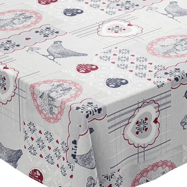 Love Chickens PVC Vinyl Wipe Clean Tablecloth  110cm x 140cm Warehouse Clearance