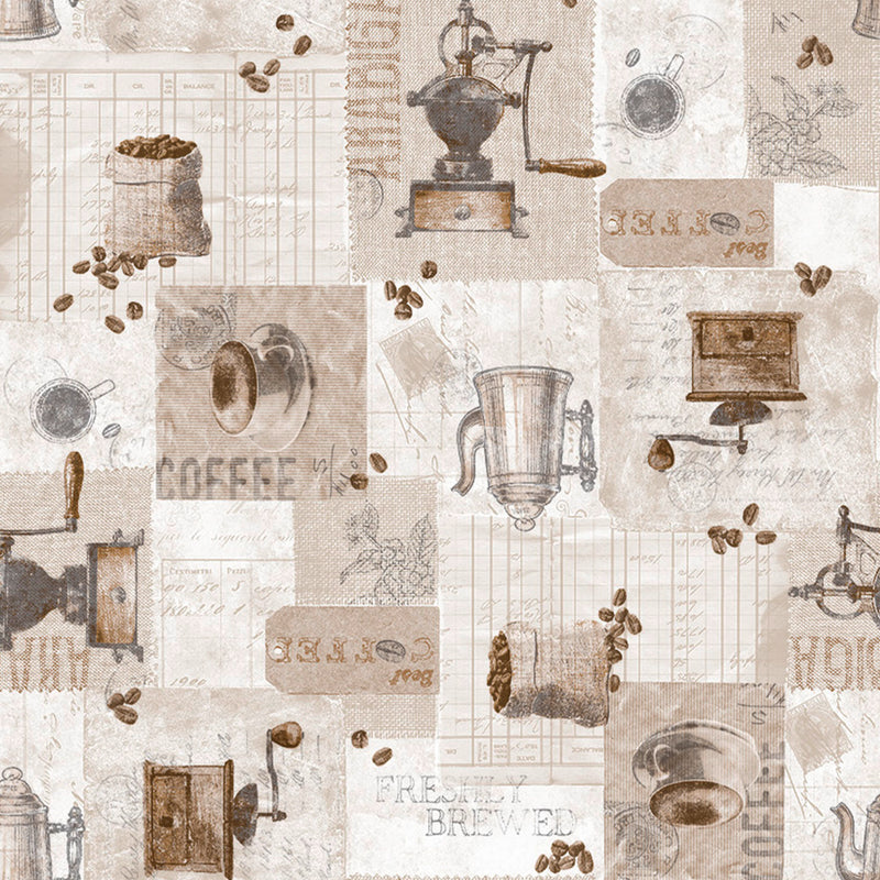 Vintage Coffee Vinyl Oilcloth Tablecloth
