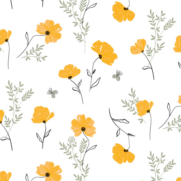 Yellow Flower Vinyl Oilcloth Tablecloth