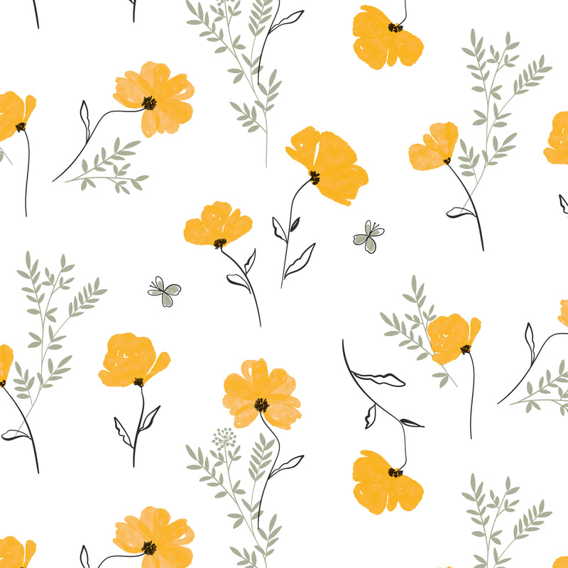 Yellow Flower Vinyl Oilcloth Tablecloth
