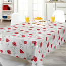 Red Flower Vinyl Oilcloth Tablecloth