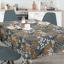 Teal Tropical Botanical Vinyl Oilcloth Tablecloth