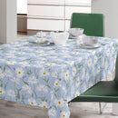 Daisy Meadow Sky Blue Vinyl Oilcloth Tablecloth