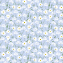 Daisy Meadow Sky Blue Vinyl Oilcloth Tablecloth