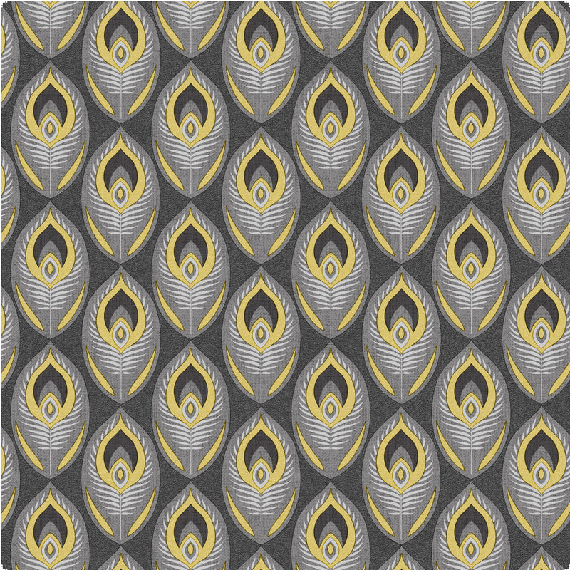 Charcoal Eye Feathers Tex Vinyl Oilcloth Tablecloth