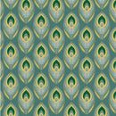Teal Eye Feathers Tex Vinyl Oilcloth Tablecloth