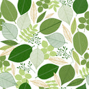 Fallen Leaves Green Vinyl Oilcloth Tablecloth