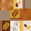 Gingko Leaves Brown Patchwork Vinyl Oilcloth Tablecloth