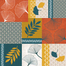 Gingko Leaves Orange Patchwork Vinyl Oilcloth Tablecloth