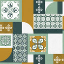 Agra Tile Patchwork Teal Vinyl Oilcloth Tablecloth