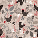Rustic Farmyard Chicken Beige Vinyl Oilcloth Tablecloth