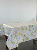 Easter Egg Chick and Bunny Vinyl Oilcloth Tablecloth