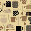 Tea Break Beige Vinyl Oilcloth Tablecloth