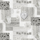 Grey Love Nature PVC Vinyl Wipe Clean Tablecloth ROUND 140cm Warehouse Clearance