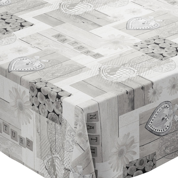 Love Nature Grey PVC Vinyl Wipe Clean Tablecloth  140cm x 140cm Warehouse Clearance