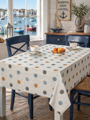 Harbour Dots Ochre and Grey Vinyl Oilcloth Tablecloth