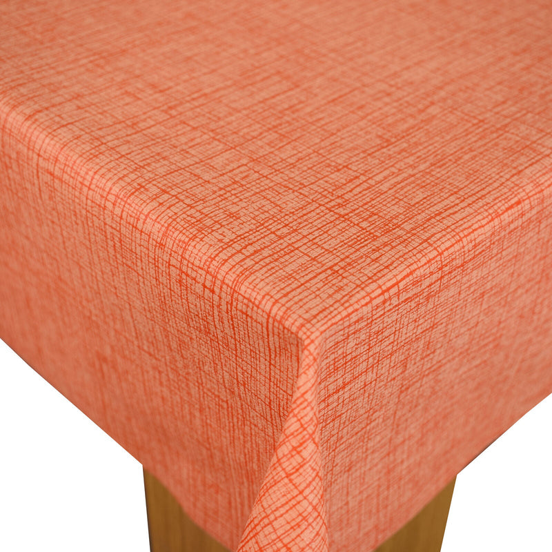 Orange linen Look PVC Vinyl Wipe Clean Tablecloth  95cm x 140cm Warehouse Clearance