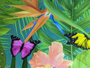 Tropical Rainforest Butterfly Teal Vinyl Tablecloth
