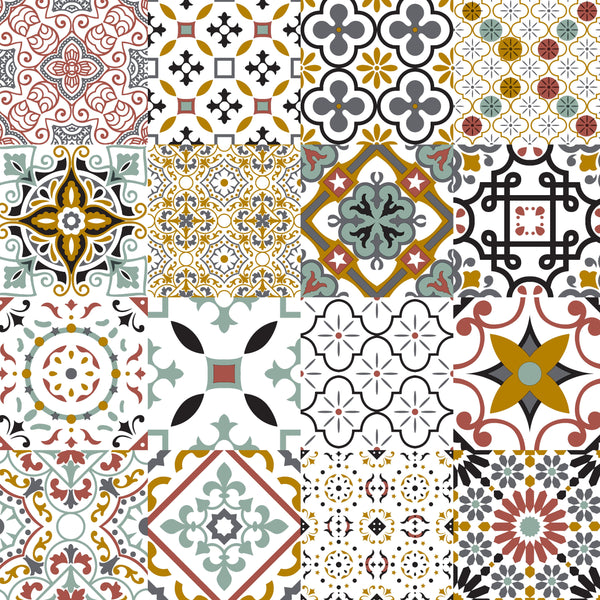 Spanish Tiles Brick Vinyl Oilcloth Tablecloth