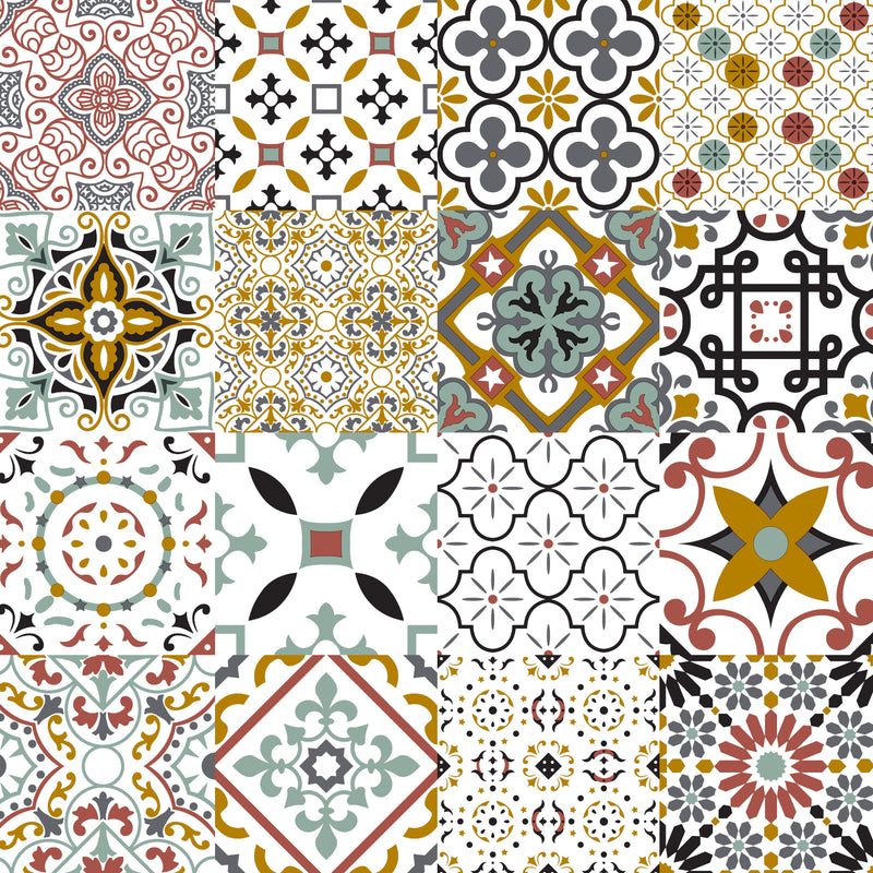 Spanish Tiles Brick Vinyl Oilcloth Tablecloth