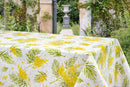 Yellow Mimosa Flowers Vinyl Oilcloth Tablecloth