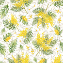 Yellow Mimosa Flowers Vinyl Oilcloth Tablecloth