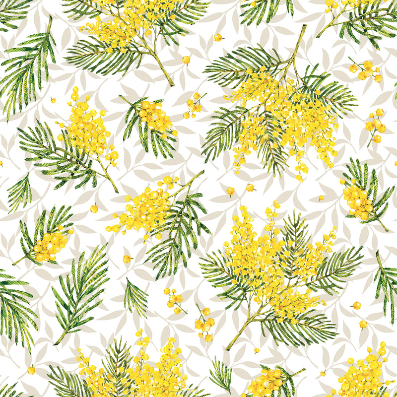 Yellow Mimosa Flowers Vinyl Oilcloth Tablecloth