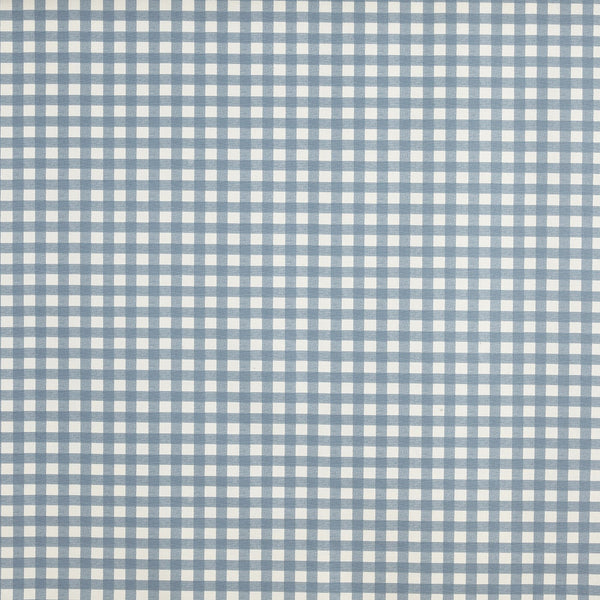 Gingham Check Denim Blue Cotton Oilcloth Tablecloth