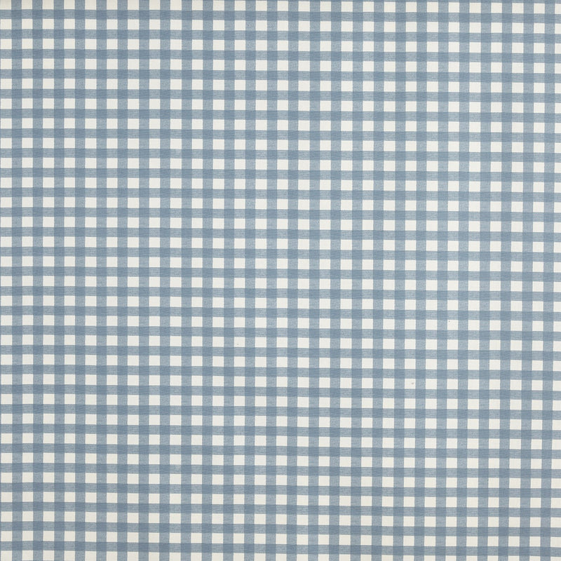 Gingham Check Denim Blue Cotton Oilcloth Tablecloth