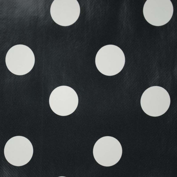 Black White Smartie Spot PVC Vinyl Tablecloth 20 Metres Roll - Warehouse Clearance