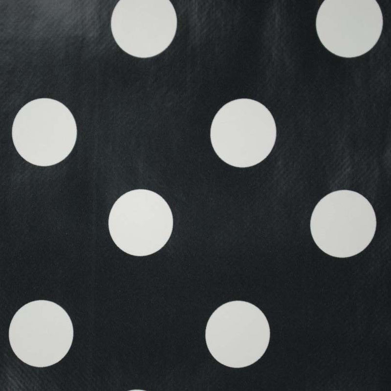 Black White Smartie Spot PVC Vinyl Tablecloth 20 Metres Roll - Warehouse Clearance