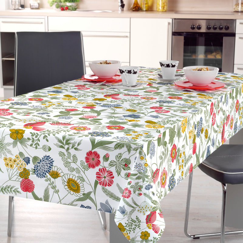 Countryside Meadow Flowers Vinyl Oilcloth Tablecloth