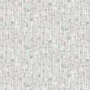 Irregular Floral Stripe on Grey PVC Vinyl Oilcloth Tablecloth