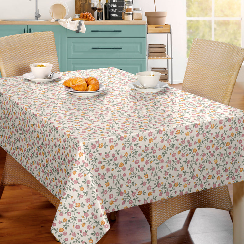 Ditsy Floral Vine Yellow Vinyl Oilcloth Tablecloth